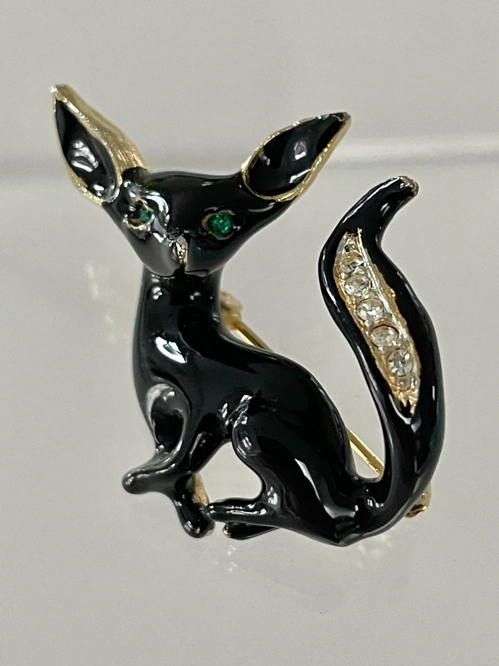 Vintage Enamel Black Cat Pin Brooch